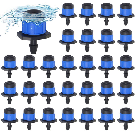 200P 1/4 Inch Adjustable Irrigation Drippers Sprinklers Kalolary Drip Irrigation Emitters for 4/7mm Tube, Adjustable 360 Degree Water Flow Sprayer Sprinklers Drip System Parts for Lawn Yard (Blue)