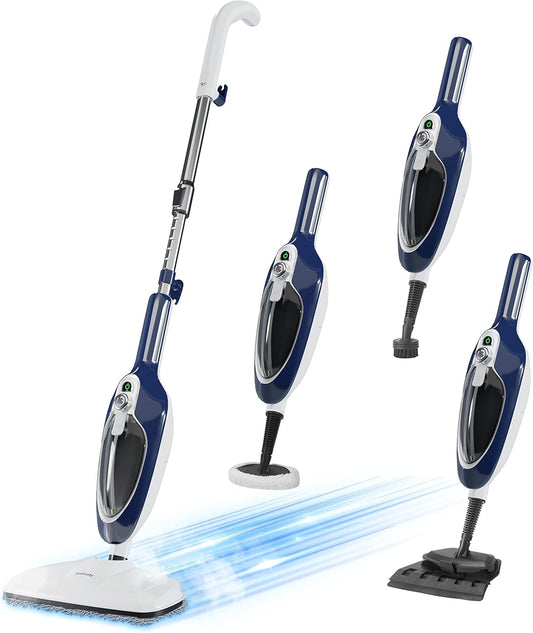 Skiennix Steam Mop - 10-in-1 Multi-Purpose Floor Steamer with 11 Accessories for All Floor Types | Blue