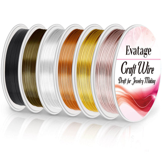 18 Gauge Wire for Jewelry Making, Evatage 6 Rolls Jewelry Craft Wire Tarnish Resistant Copper Beading Wire for Jewelry Making Supplies and Crafts