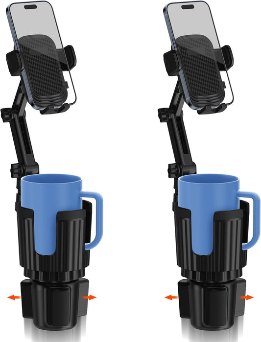2 Pack 2 1 360 4-7 Newlest in Phone Mount for Car Cup Holder with Adjustable Base, Phone Holders for Car Cupholder, No