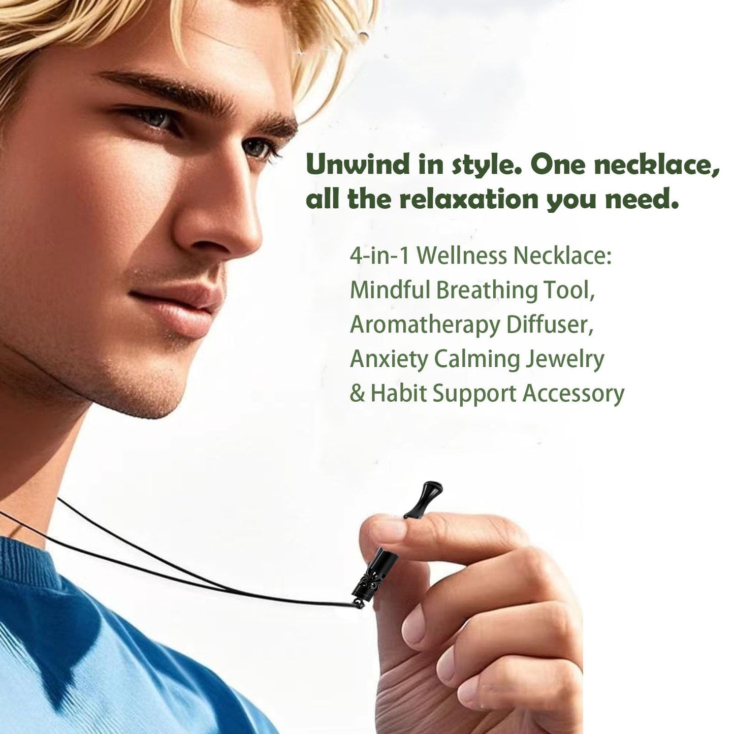 phaxud Stainless Steel Mindfulness Breathing Necklace & Essential Oil Diffuser for Women Men 2-in-1 Breathe Free Necklace Tool for Inner Balance, Relaxation and Meditation (Rainbow)