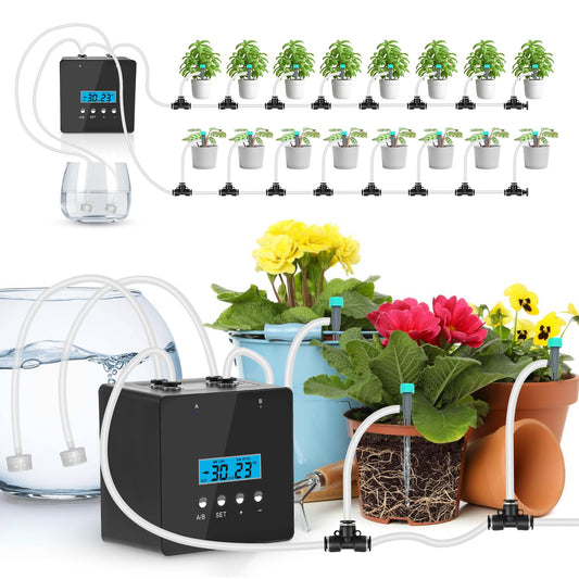 Automatic Watering System for Potted Plants | Indoor Plant Waterer with Programmable Timer, Dual Self-Priming Pumps, Drip Irrigation Kit for Up to 20 Plants