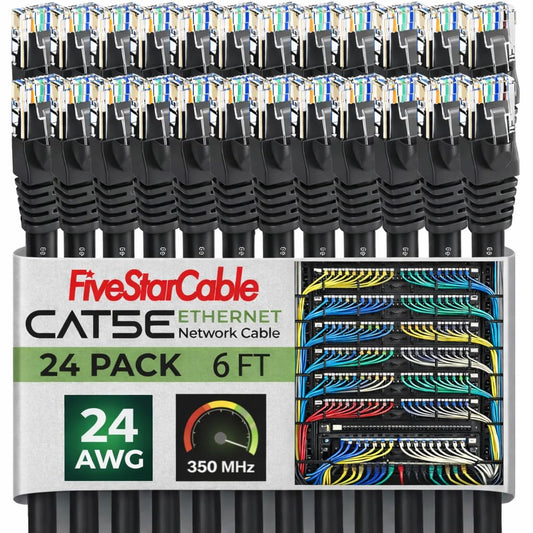 24 Pack 5e 6 RJ45 PS5, Snagless Short Cat Ethernet Cable - Ft, High-Speed Internet Network Cable, PoE, Connector
