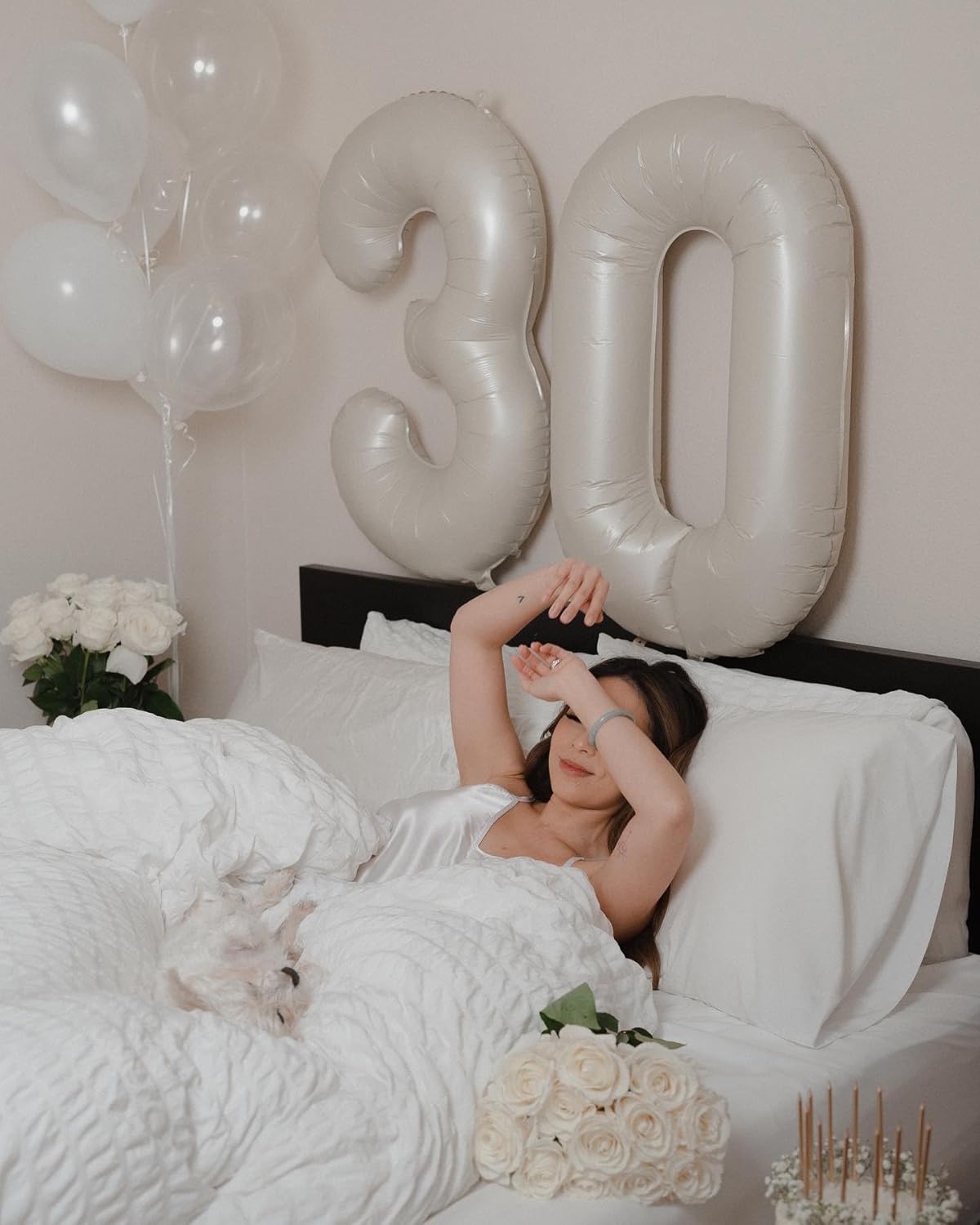 Regine Switzerland Cream Number Balloon - 40 Inch Birthday Decoration for Milestone Celebrations
