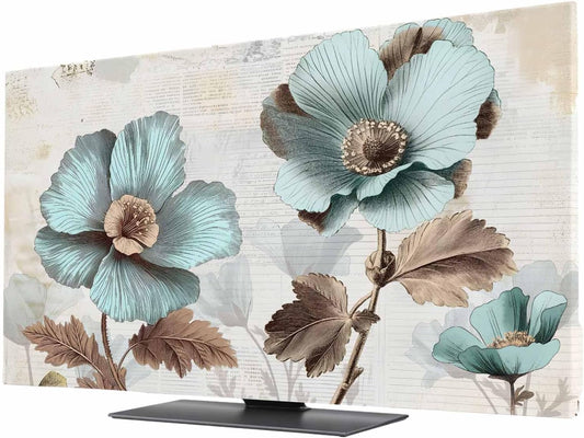 Yukro 32 Inch, 28"x16" Blue Broccoli Indoor TV Dust Cover, Vintage Flower Victorian Style Elastic TV Dustproof Cover