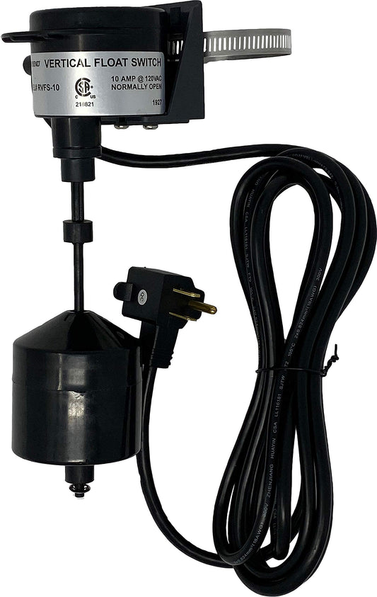 PumpSpy Vertical Float Switch for Sump Pumps – Universal Pump Switch Replacement with 10 ft Cord, Water Level Control