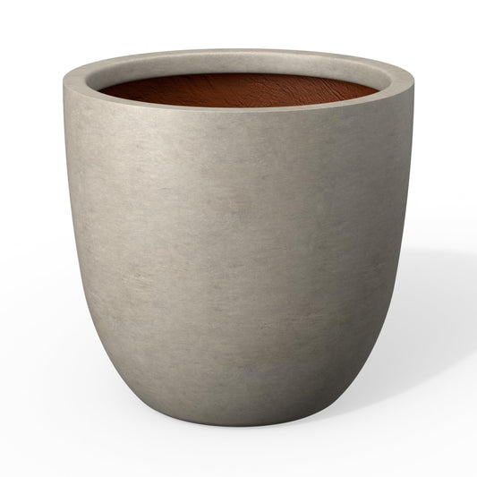 Kante 10 Inch Round Concrete Planter, Large Outdoor Indoor Plant Pot with Drainage, Weathered Concrete Finish with Painted Interior, for Flowers, Trees, Shrubs