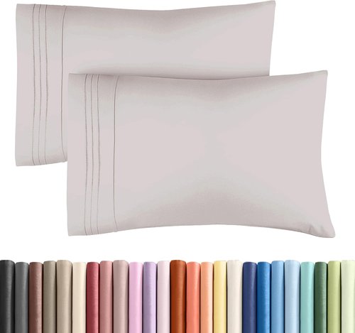 King Pillow Cases by [Brand Name] - Ultra Soft Hotel Quality Covers | Wrinkle-Free & Fade Resistant - Light Grey, Set of 2