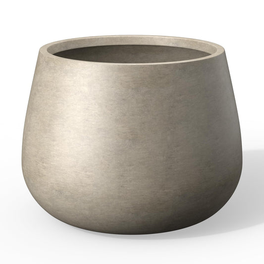 Kante Curva Series Planter, 14.8 Inch Round Concrete Garden Pot with Draiange Hole and Rubber Plug, Suitable for Indoor Plants, Home, Garden, Patio, Weathered Concrete