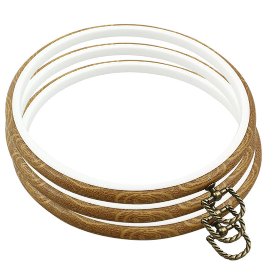 Bonsicoky 3 Pcs 22cm/8.7" Round Embroidery Hoops, Imitated Wood Display Frame Circle Embroidery for Art Craft Sewing Hanging
