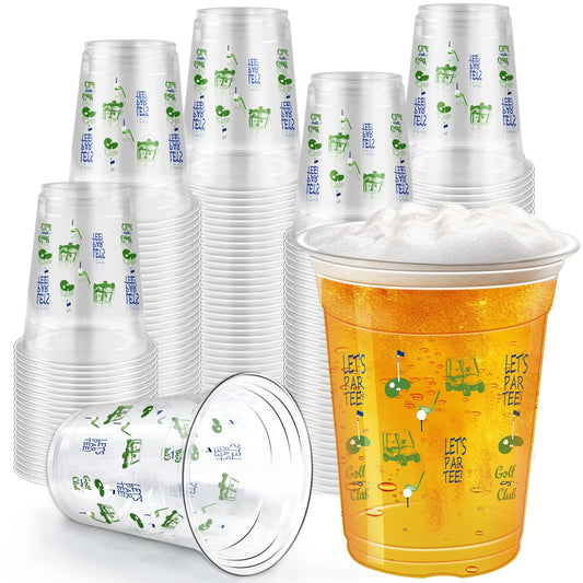 Xihaian 50 Pcs Golf Ball Party Cups,12oz Green Disposable Masters Birthday Bachelor Party Decorations Supplies for Golf Sport Themed Party Favors