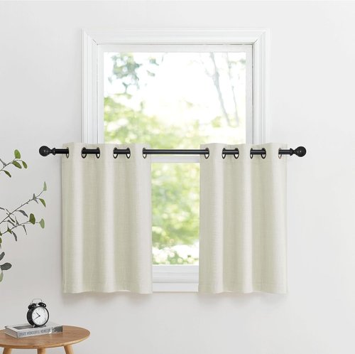 NICETOWN Blackout Thermal Insulating Curtain Valances - 30 Inch Length, 2 Panels for Kitchen & Bathroom (Natural)