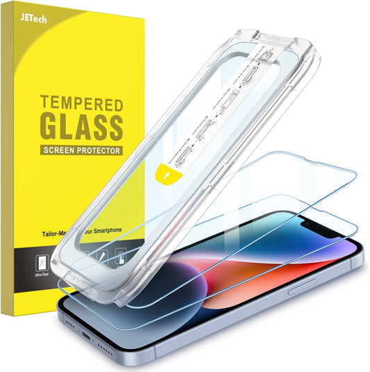 14 6.7-Inch, 2-Pack JETech One Touch Install Screen Protector for iPhone Plus Full Coverage Tempered Glass Film, Auto