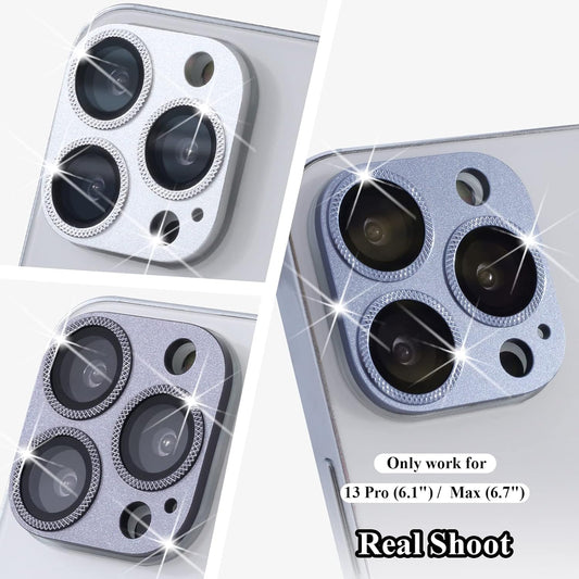 2 Pack 13 10 Camera Lens Protector Compatible for iPhone Pro/Max, Aluminum Alloy Metal & H Tempered Glass