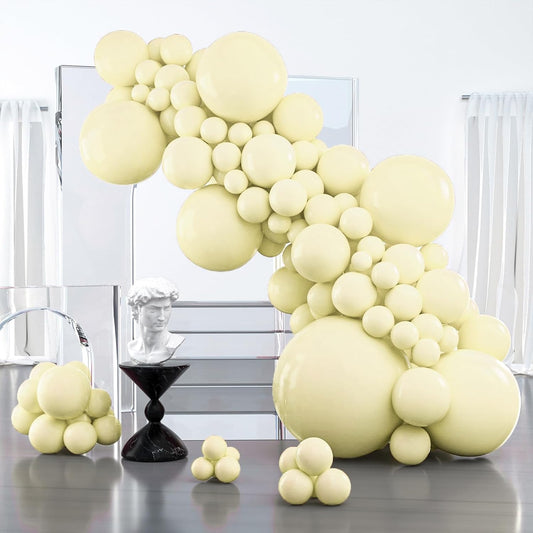 PartyWoo Pastel Yellow Balloons - 127-Piece Arch Kit for Baby Showers & Birthdays | 5-36 Inch Sizes