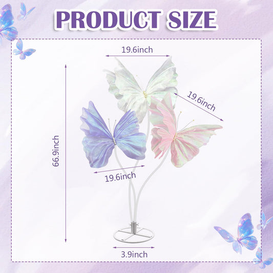 X-Kingsun Large Silk Butterfly Decorations 5.5ft Giant Butterfly with Stand Base Mariposas Grandes para Decoraction Artificial Gauze Butterfly for Outdoor Wedding Party Garden Backdrop Decor