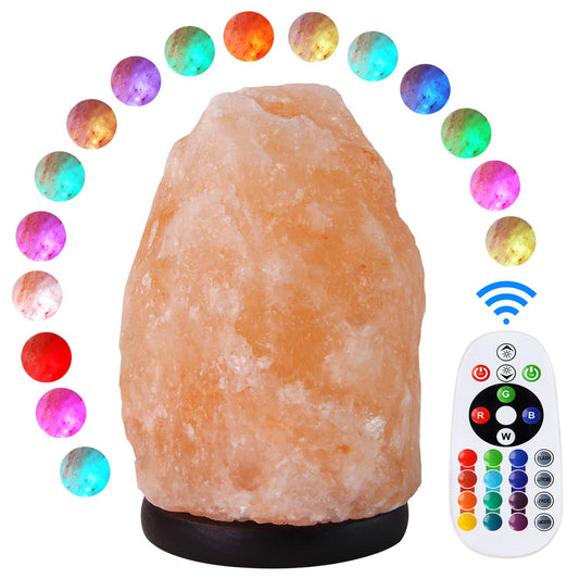 pursalt Himalayan Salt Lamp 7 Inches (5-6 Lbs) with Upgraded Remote Control, Adjustable 16 Color Changing Salt Lamp Night Light, Natural Crystal Pink Large USB Salt Rock Lamp for Home Decor