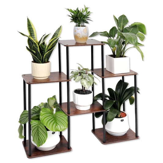 Phyluckny Plant Stand Indoor, 6-Tier 28" Tall Wood Plant Shelf for Multiple Plants, Outdoor Large Ladder Flower Pot Rack Holder for Living Room, Patio, Balcony, Morden Home Garden Decor