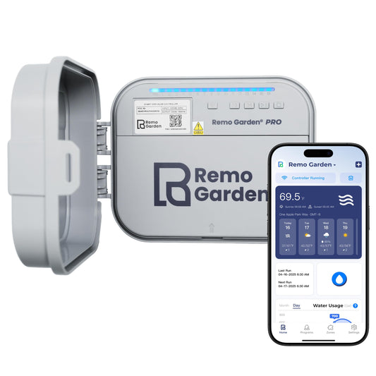 Remo Garden Smart Sprinkler Controller, 8 Zones Wi-Fi Irrigation System, Hyper-Local Weather Intelligence, Automatic Rain Skip, Compatible with Alexa