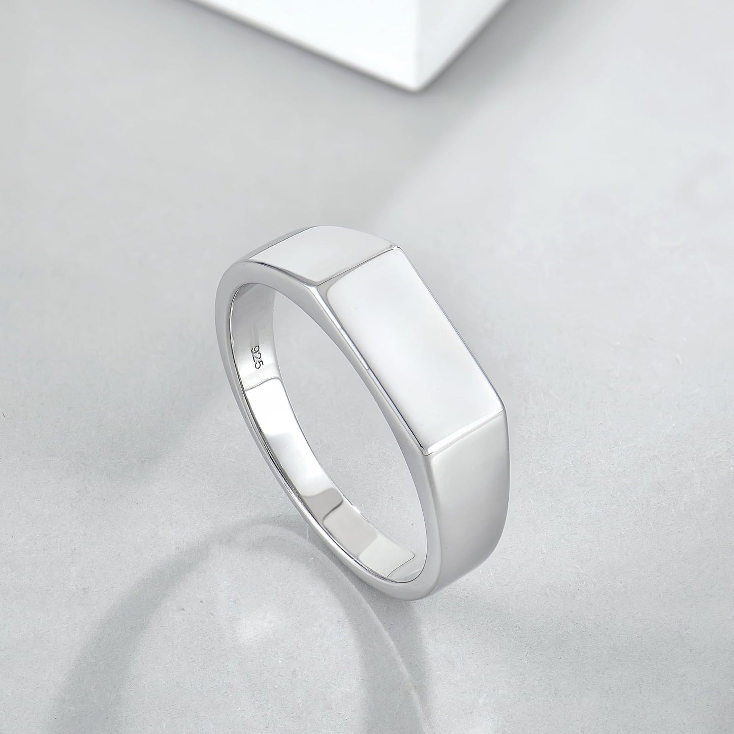 STARCHENIE Sterling Silver Signet Ring, 6mm Wedding Band, Unisex Pinky Thumb Ring Size 11