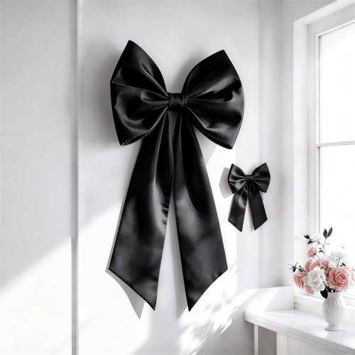 Black Bow Decor | 2-Pack Large & Small Coquette Wall Backdrop for Valentine's Day & Weddings