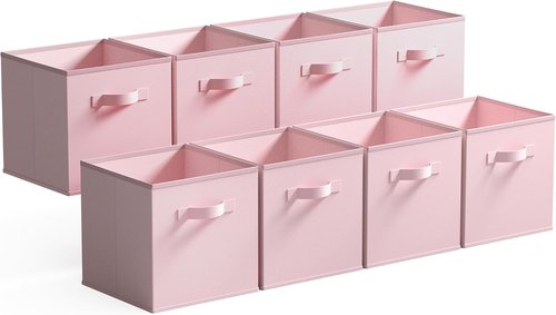 Granny Says Cube Storage Bins - 13x13 Collapsible Organizer Baskets with Handle, Pink, 8-Pack