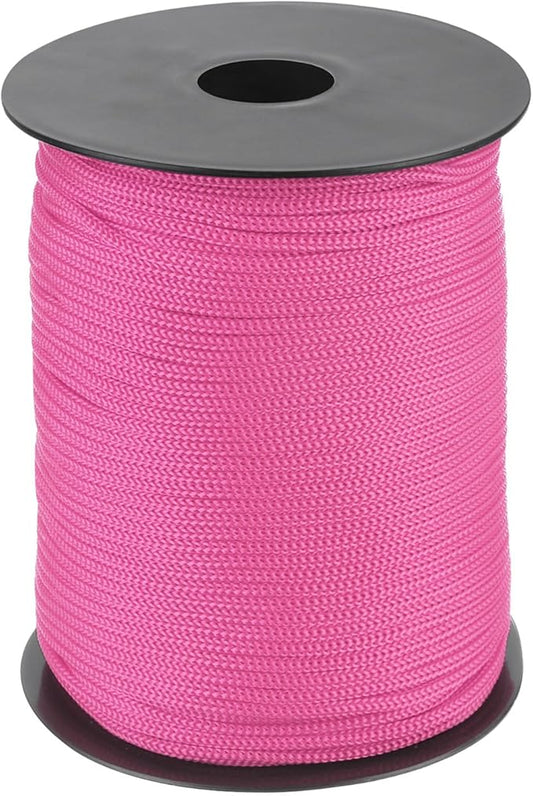 MECCANIXITY 1/8 Inch Polypropylene Rope Braided Ropes, 328ft Nylon Rope Hollow Utility Cord for Clothesline, Camping, Hiking, Outdoor, Dark Pink