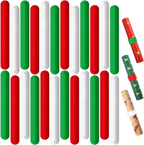 LBSXQGS Holiday Wrapping Paper Holder - 24Pcs Red, Green & White Storage Solution for Christmas Gifts