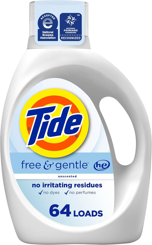 Tide Free & Gentle Liquid Laundry Detergent - 64 Loads | 84 fl oz | Gentle Clean Formula