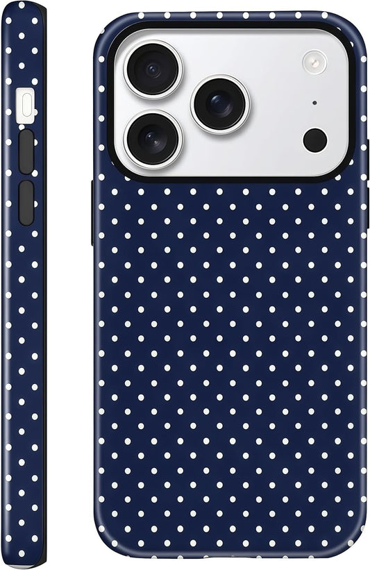 Aleviker 17 2-Layer Case for iPhone Pro Max, Glossy Hybrid Hard Shell, Aesthetic Scratch Resistant Cover, Navy Blue