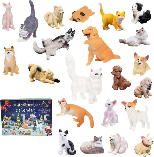 Pet Advent Calendar 2025 - 24 Days Christmas Countdown with Dog & Cat Miniature Figurines