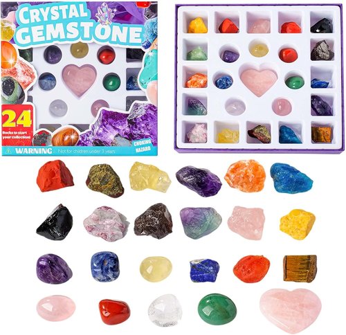 Crystal Advent Calendar 2025 by [Brand Name] - 24 Random Gemstones, Minerals & Fossils for Teens