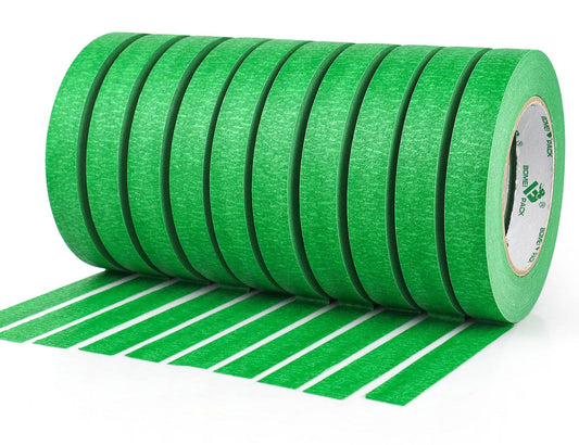 BOMEI PACK 10Rolls Green Painters Tape, General Purpose Green Masking Tape 0.75inch x 55yds, for Painting,Labeling,DIY Crafting,Decoration and School Projects, Total 550yds