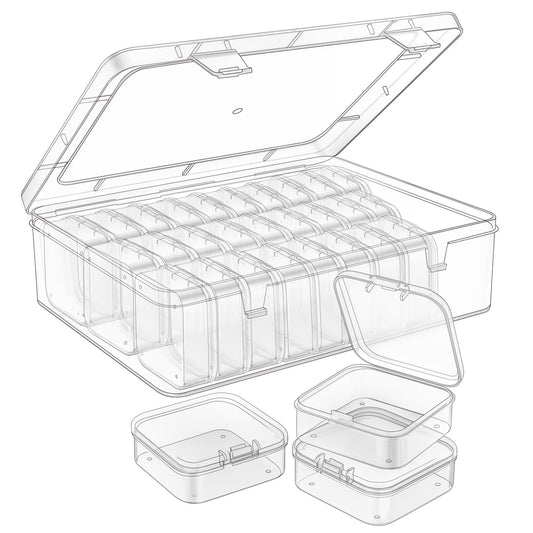 Mathtoxyz Bead Organizer Box, 90Pcs Small Bead Organizers and Storage Plastic Cases Mini Clear Bead Storage Containers Boxes with Hinged Lid and Rectangle for Bracelet Making DIY Jewelry Craft Nail