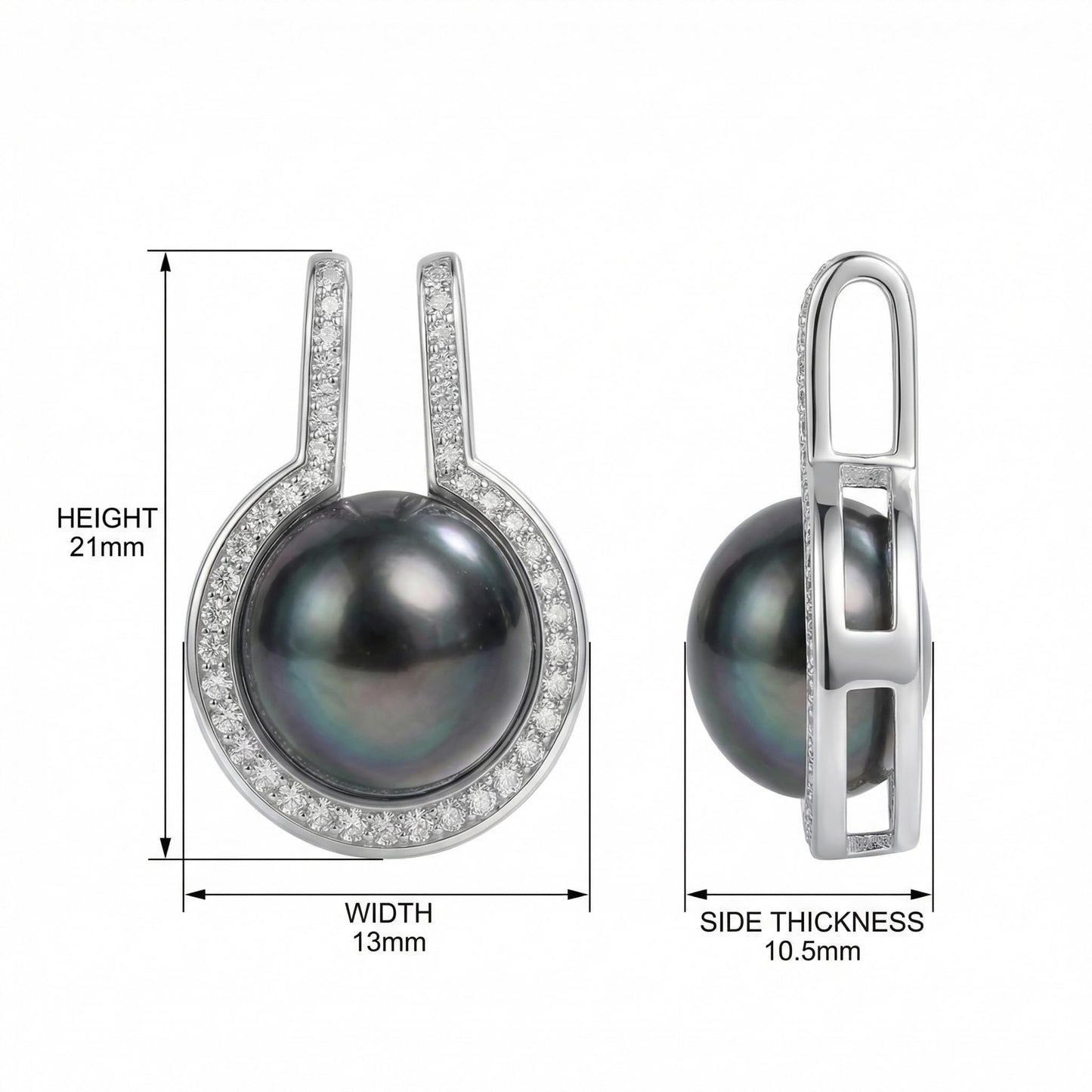 Tahitian Black Pearl Necklace for Women, 9-10mm Black Pearl -Sterling Silver Moissanite Pendant, Wedding Anniversary, Birthday, Christmas Gift for Wife, Mom, Girlfriend, Fine Jewelry