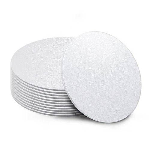 12 Pack White Cake Boards 10 Inch Round Cake Drum Base 1/4 Inch Thick Sturdy Cardboard Circle Plate Bases Para Pastel for Wedding
