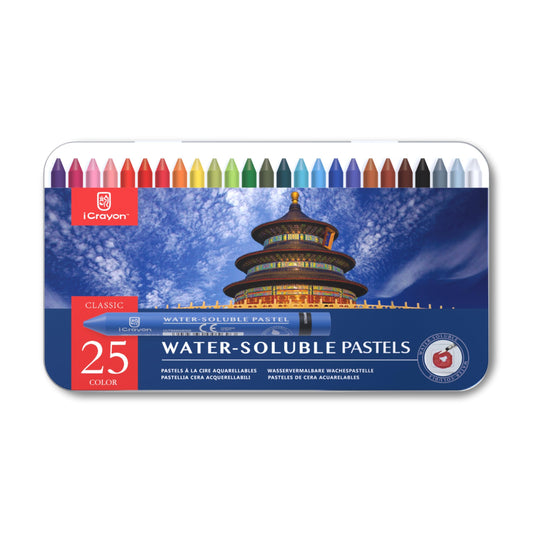 25 Colors Water-Soluble Pastel Crayons Set, Multi-Technique Art Kit with Brush & Palette, Versatile for Watercolor, Oil Pastel & Ink Effects, Easy Blending for Beginners, Sketching & Creative Drawing