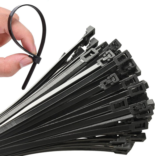 100Pcs 8 Inch 40lbs Heavy Duty Industrial Zip Toes Tensile Strength Releasable Black Tie Wraps Reusable Zip Toes Tie
