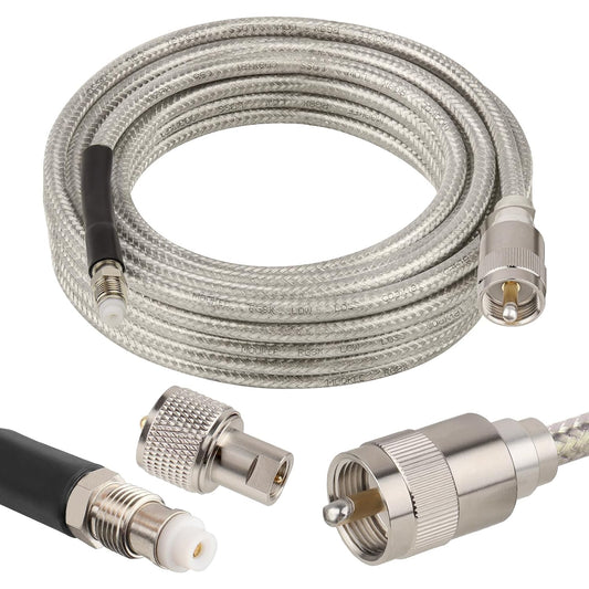 18ft,Low RG8X PL-259 FME/PL259 18 MOOKEERF CB Coax Cable Loss Stranded Core CB Antenna Cable with and Male Connector