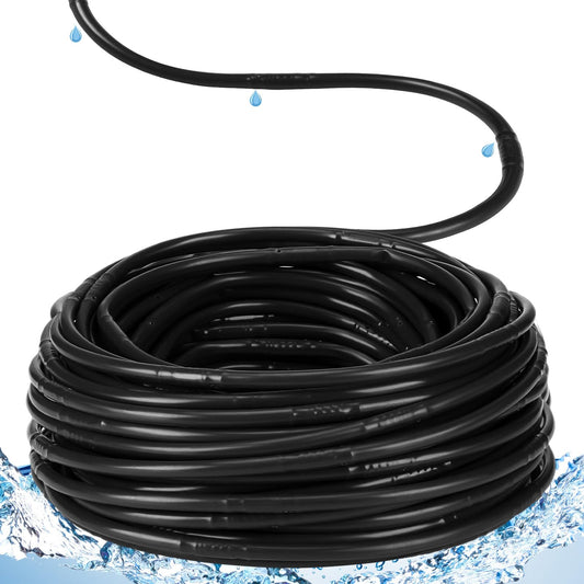 Innconee 250 ft 1/4 Inch Drip Irrigation Tubing with 6" Emitter Spacing Black Hydroponics Dripline Hose Irrigation Drip Line Emitter Tubing Parts for Gardens Greenhouses Bed Flower Efficient Watering