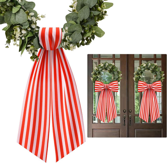 Stripe Boxwood Wreath Sash by [Brand Name] - 2 Pack Red and White Decorative Garland