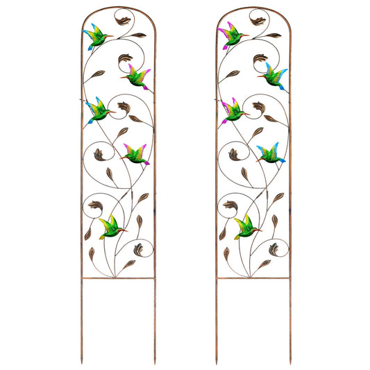 SUNNYPARK Set of 2 Hummingbird Metal Garden Trellis for Climbing Plants, Decorative Vegetables Flowers Vine Trellis for Outdoor Patio 60'' H x 11'' W