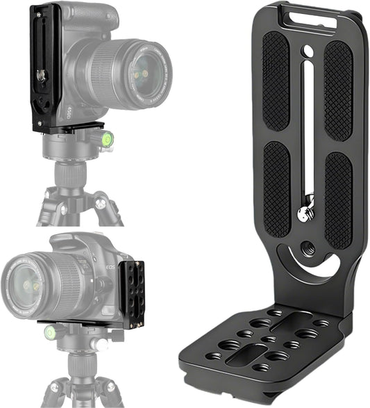 Bestoct 1/4" 3/8" DSLR Camera L Bracket with & Screw Hole, Vertical Horizontal Switching Tripod Mount Quick Release