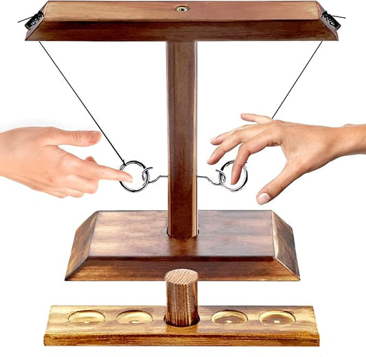 Hook and Ring Game with Shot Ladder, Ring Toss Game for Adults, Wooden Ring Hook Tossing Game Yard Games, Indoor Outdoor Games for Adults Party, Home, Patio