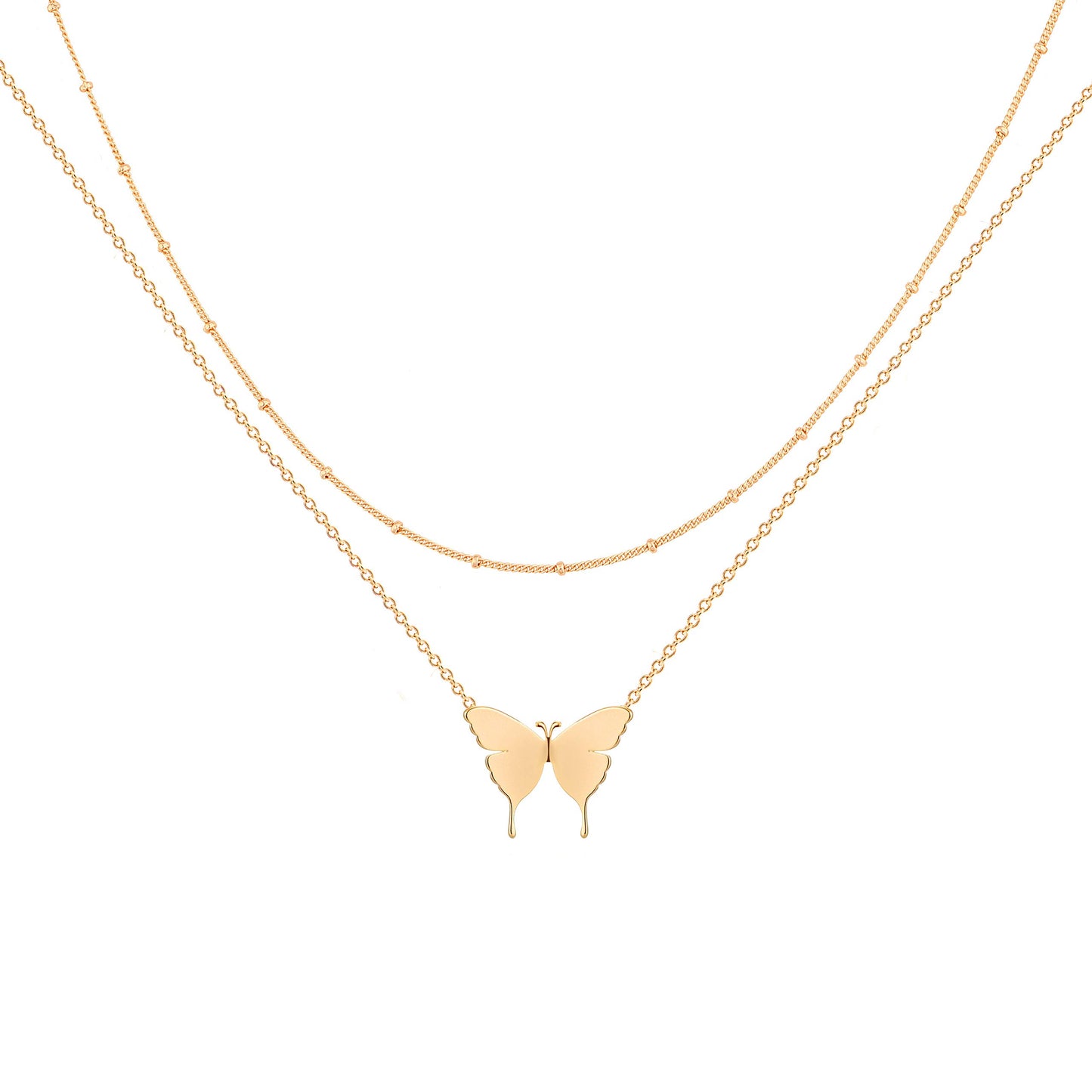 MEVECCO Gold Butterfly Necklaces Layered Choker Necklace for Women,18K Gold Plated Dainty Cute Handmade Jewelry