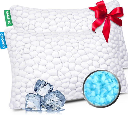 Skiennix Cooling Pillow Set - Adjustable Shredded Memory Foam | Queen Size, Soft & Supportive for All Sleepers