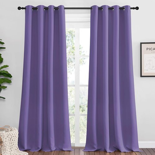 NICETOWN Blackout Curtains - Lilac Purple, 108" Long x 55" Wide, 2 Pieces | Sound Reducing & Energy Efficient Panels for Home Decor