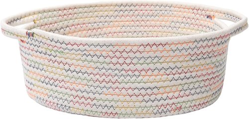 JMvicyroam Woven Basket - Small Rope Storage Bin with Handles for Organizing Shelves & Closets | Colorful Gift Basket for Toys & Books