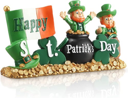 Fumete St. Patrick's Day Decorations | Leprechaun Figurines & Green Shamrock Home Decor