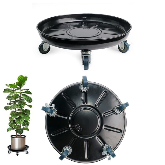 Tadpolebaby Heavy-Duty Plant Caddy with Wheels 16 Inch, 360° Lockable Caster,Outdoor Rolling Plant Dolly That is Not Easily Rusted, Indoor Metal Plant Cart with Rollers, Plant Pot Trolley, Black 3Pack
